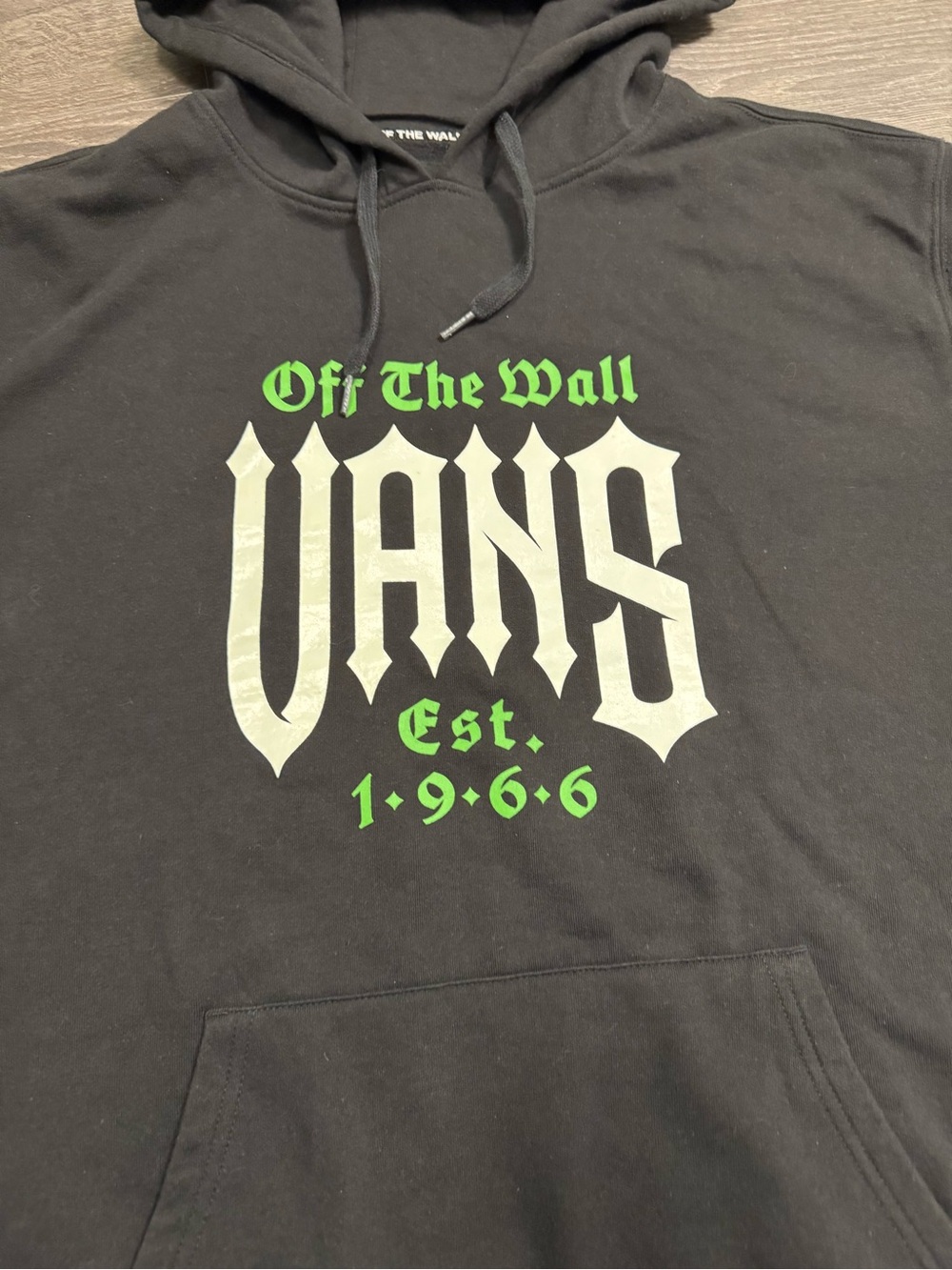 Vans Black Hoodie with Neon Green Graphic - Picture 8 of 9